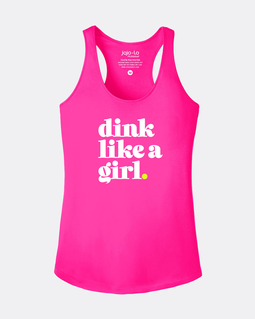 Dink Like A Girl Pickleball Tank Top Womens Pink Performance Fabric
