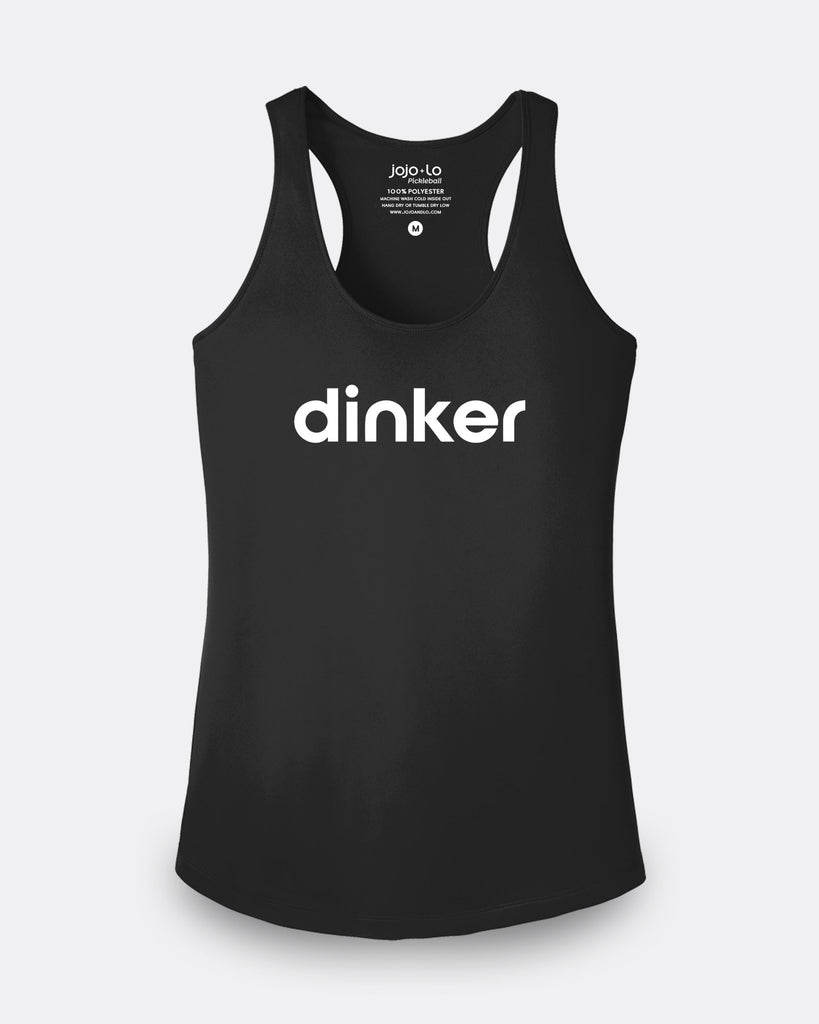Dinker Pickleball Tank Top Women's Black Performance Fabric