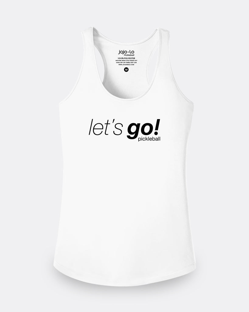 Lets Go Pickleball Tank Top Womens White Performance Fabric