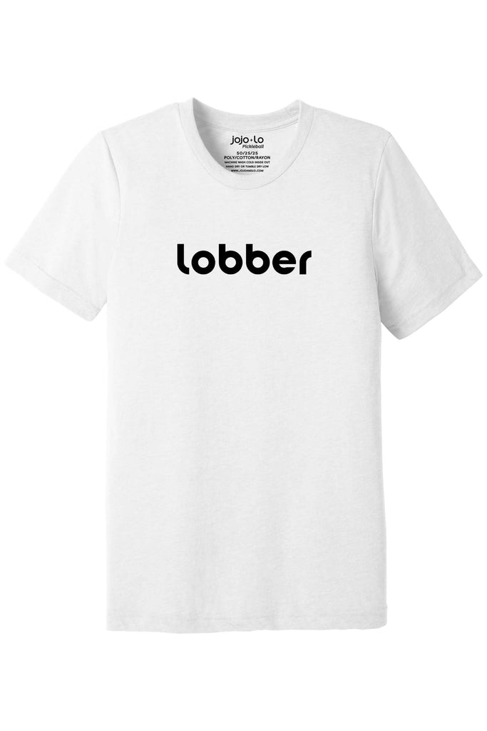Lobber Pickleball T-Shirt White Tri-Blend Fabric