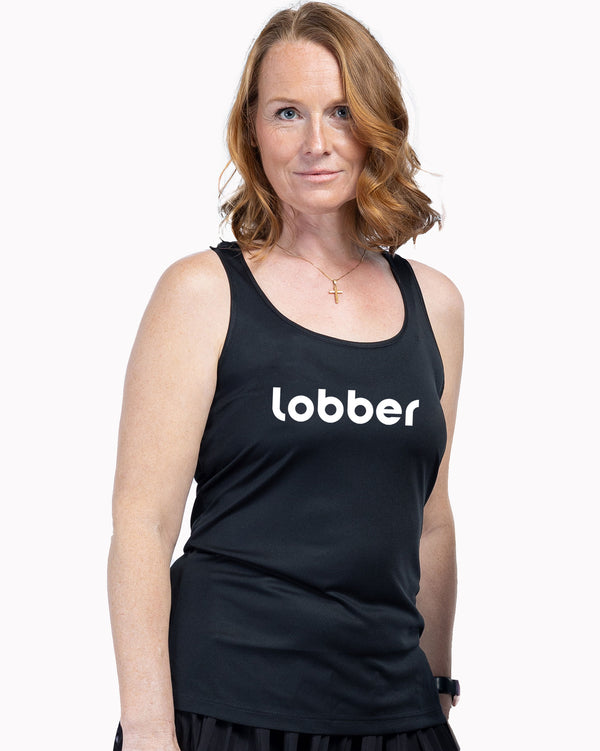 Lobber Pickleball Tank Top Women's Black Performance Fabric