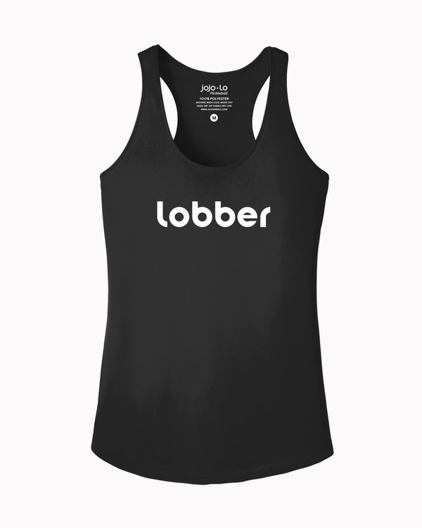 Lobber Pickleball Tank Top Women's Black Performance Fabric