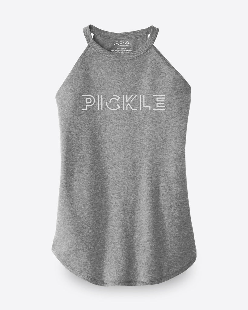 Metallic Silver Pickle Pickleball Tank Top Women’s Grey Tri-Blend Fabric
