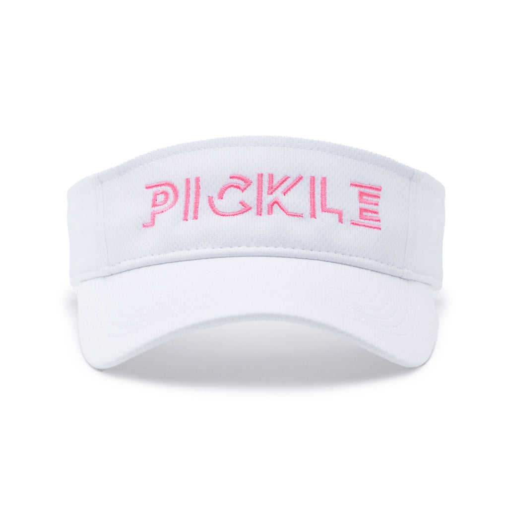 Pink Pickle Pickleball Visor White Performance Fabric