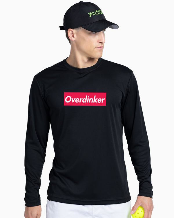 Overdinker Pickleball Long Sleeve T-Shirt Black Performance Fabric