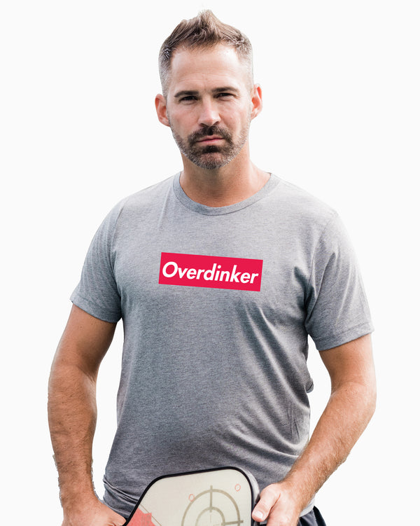 Overdinker Pickleball T-Shirt Men's Grey Tri-Blend Fabric