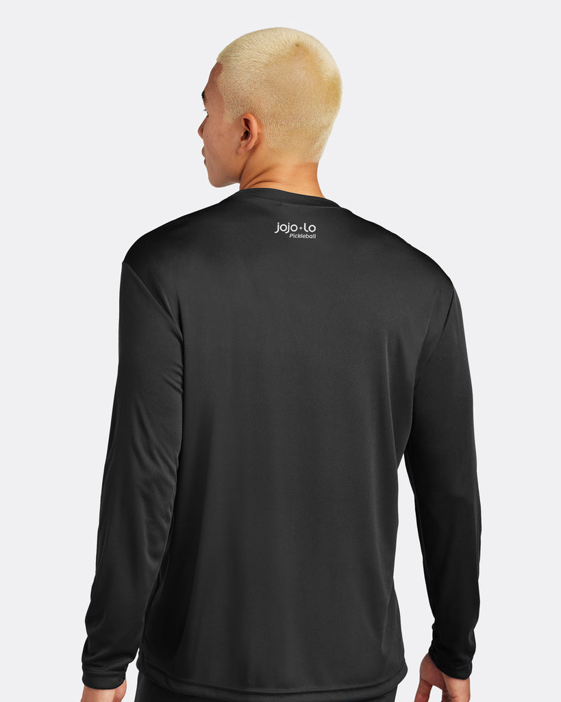 Love Pickleball Long Sleeve T-Shirt Men's Black Performance Fabric