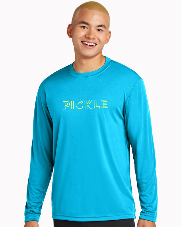Pickle Pickleball Long Sleeve T-Shirt Men's Atomic Blue Performance Fabric