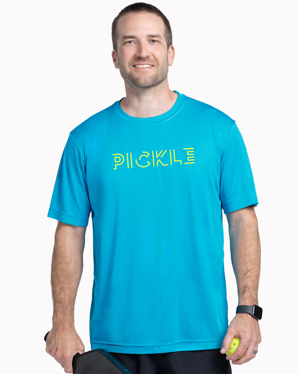 Pickle Pickleball T-Shirt Men's Atomic Blue Performance Fabric