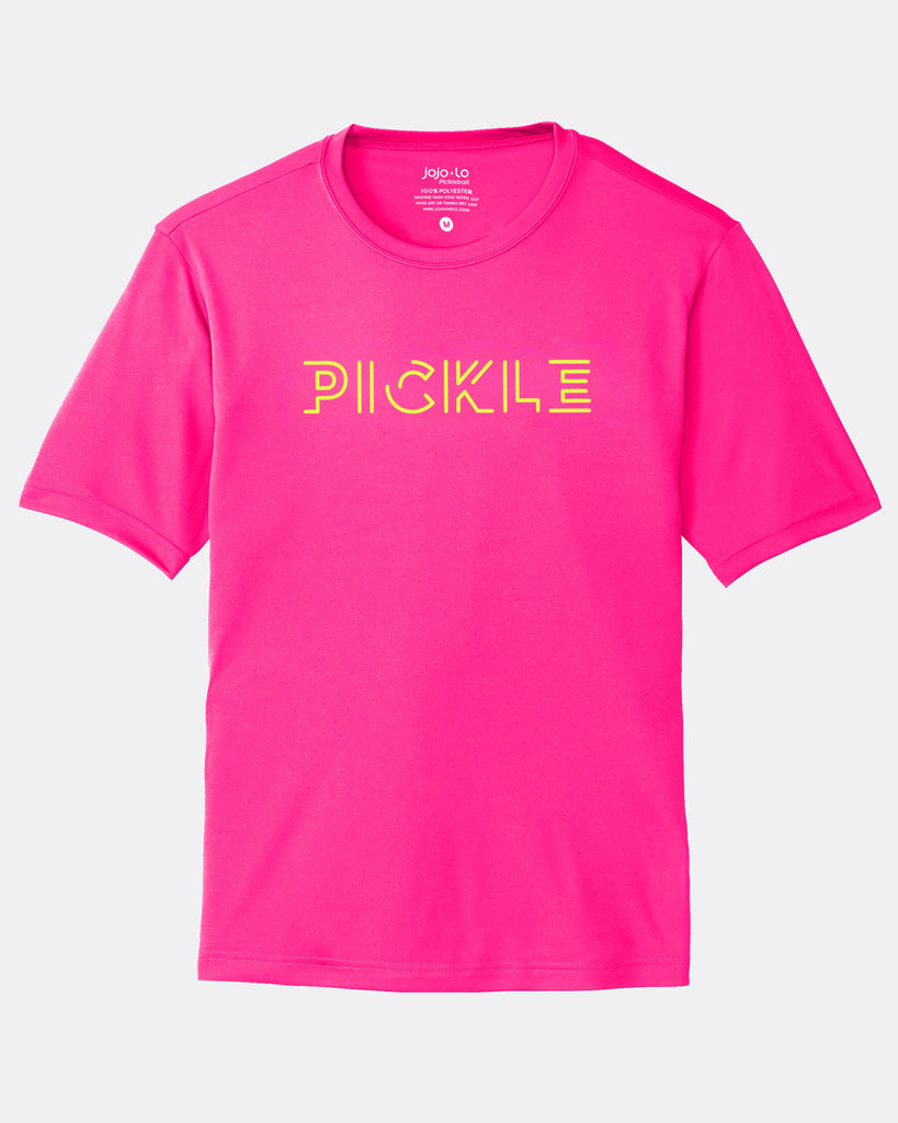 Pickle Pickleball T-Shirt Mens Pink Performance Fabric