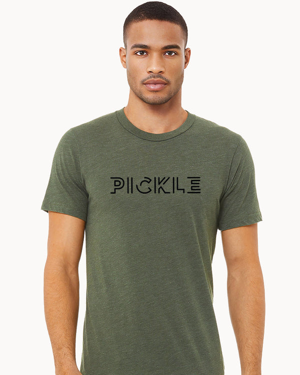 Pickle Pickleball T-Shirt Military Green Triblend Fabric