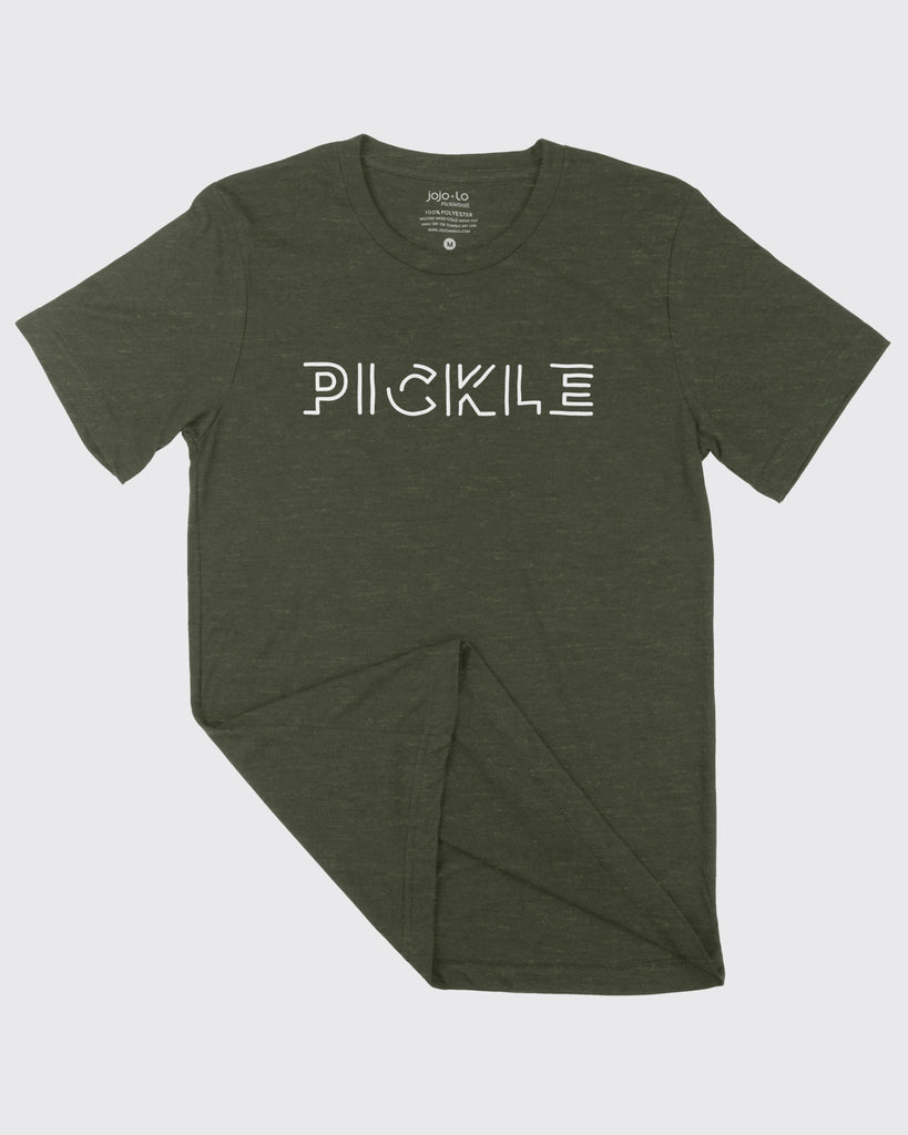 Pickle Pickleball T-Shirt Military Green Tri-Blend Fabric