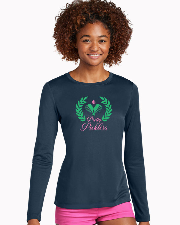 Pretty Picklers Women's Sun Protection Shirt Navy UPF 50 Fabric