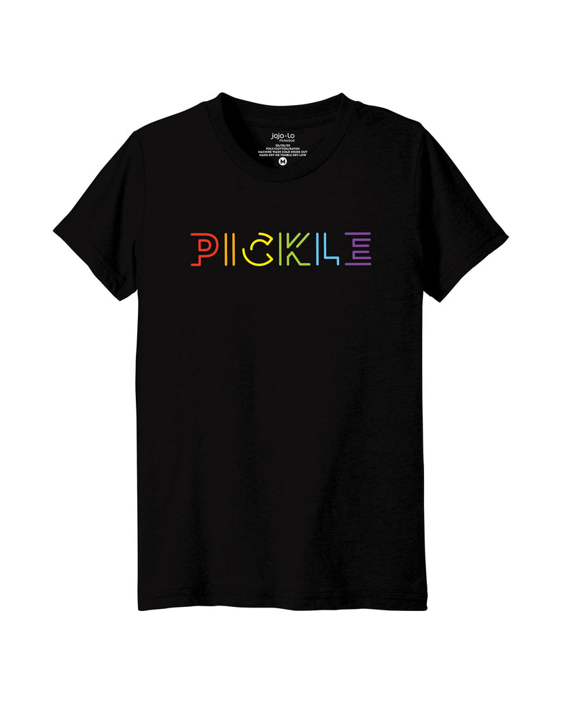 Prism Pickle Pickleball T-shirt Youth Black Tri-Blend Fabric
