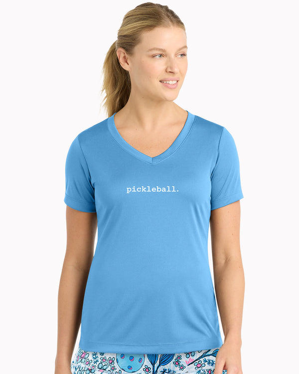 Statement Pickleball V-neck T-shirt Women’s Carolina Blue Performance Fabric