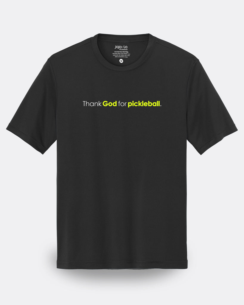Thank God For Pickleball T-Shirt Men's Black Performance Fabric