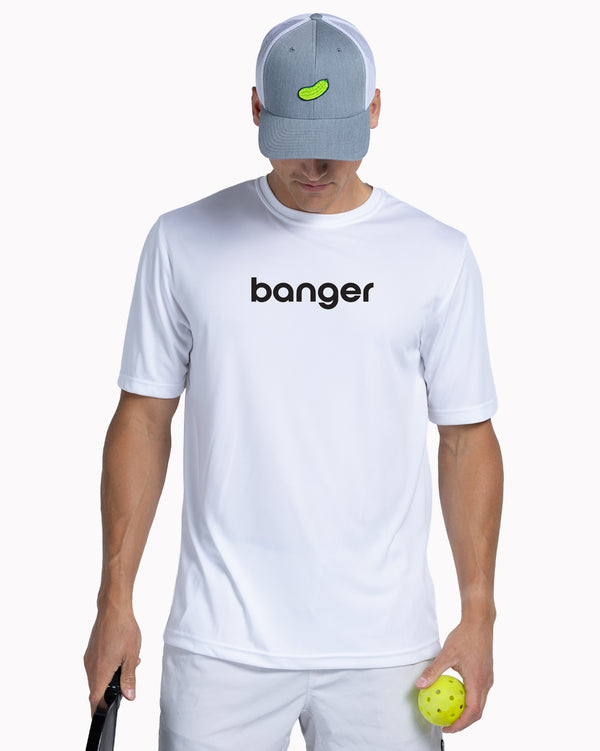 Banger Pickleball T-Shirt Men’s White Performance Fabric