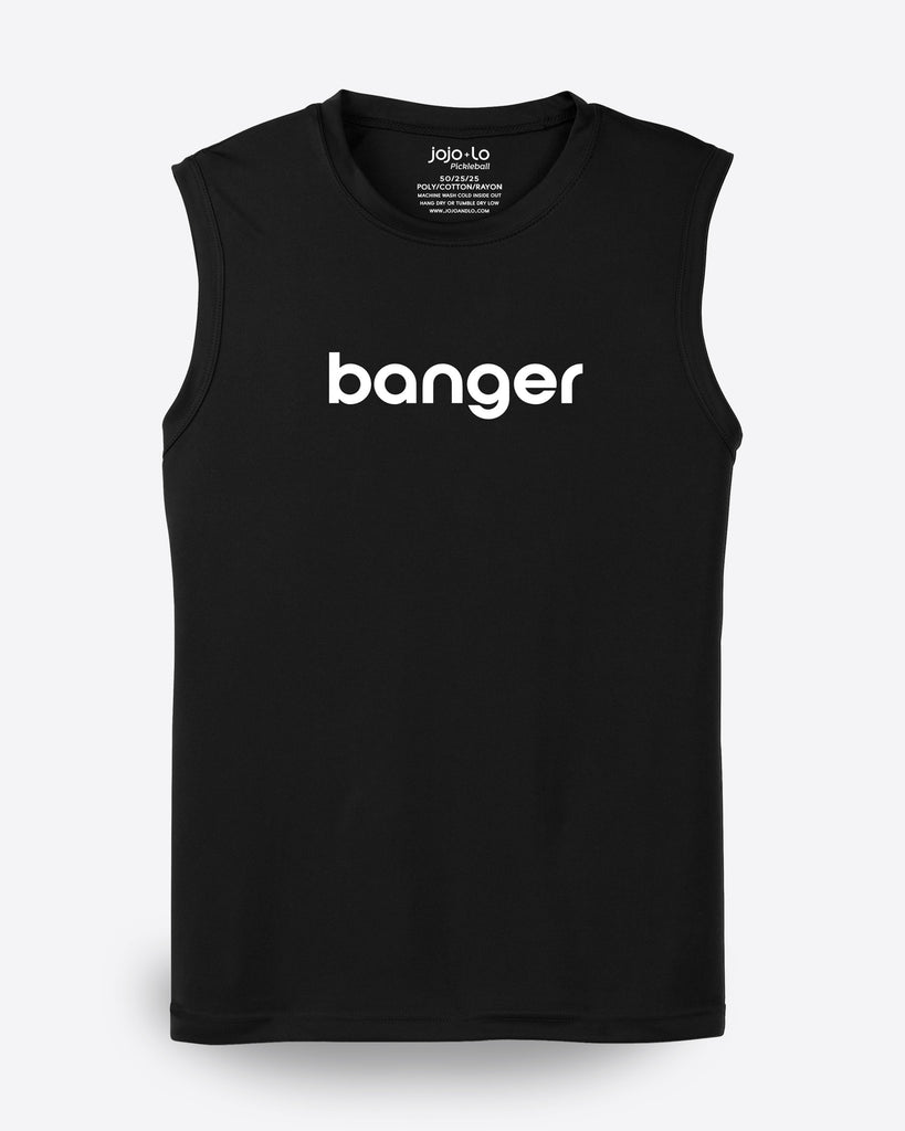 Banger Pickleball Sleeveless T-Shirt Men’s Black Performance Fabric