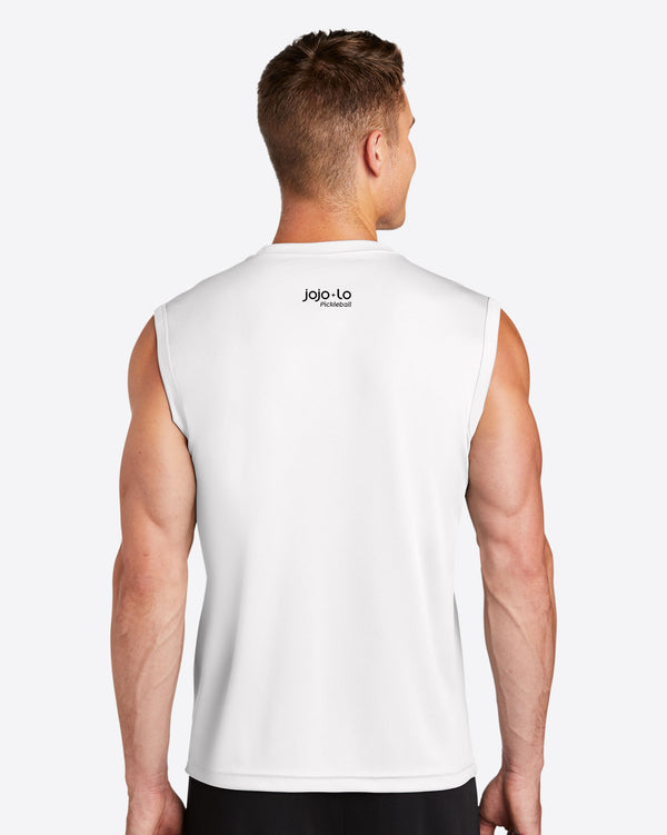 Dinker Pickleball Sleeveless T-Shirt Men’s White Performance Fabric