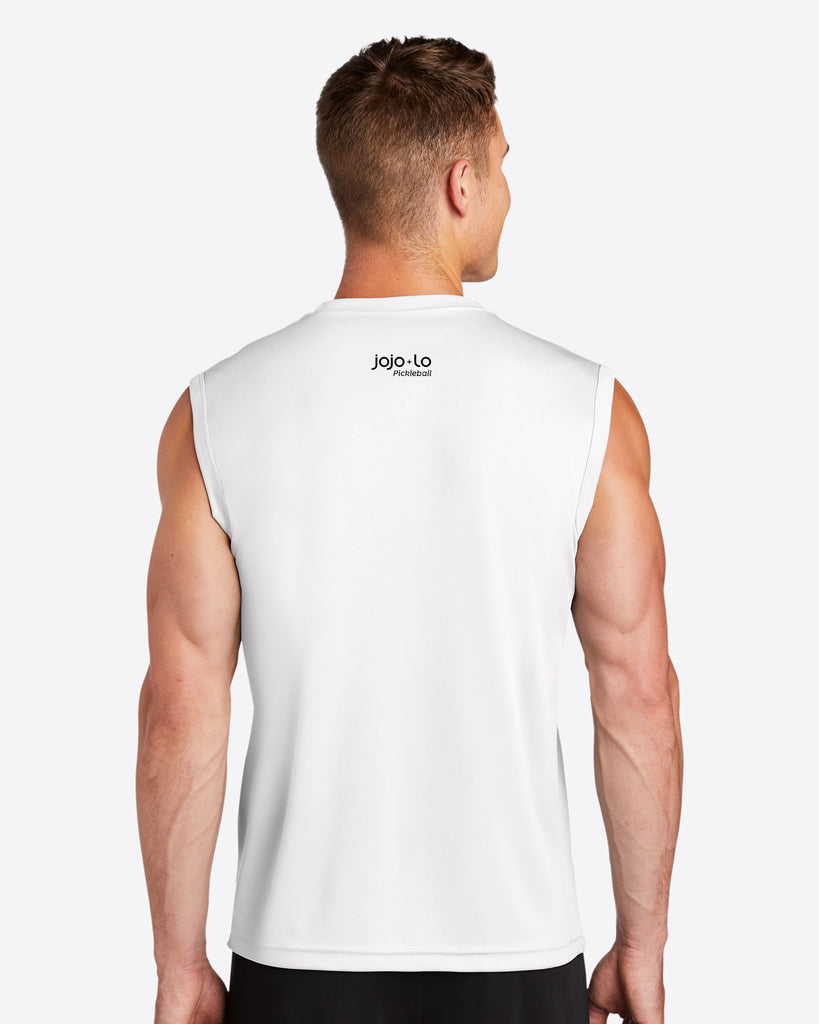 Banger Pickleball Sleeveless T-Shirt Men’s White Performance Fabric