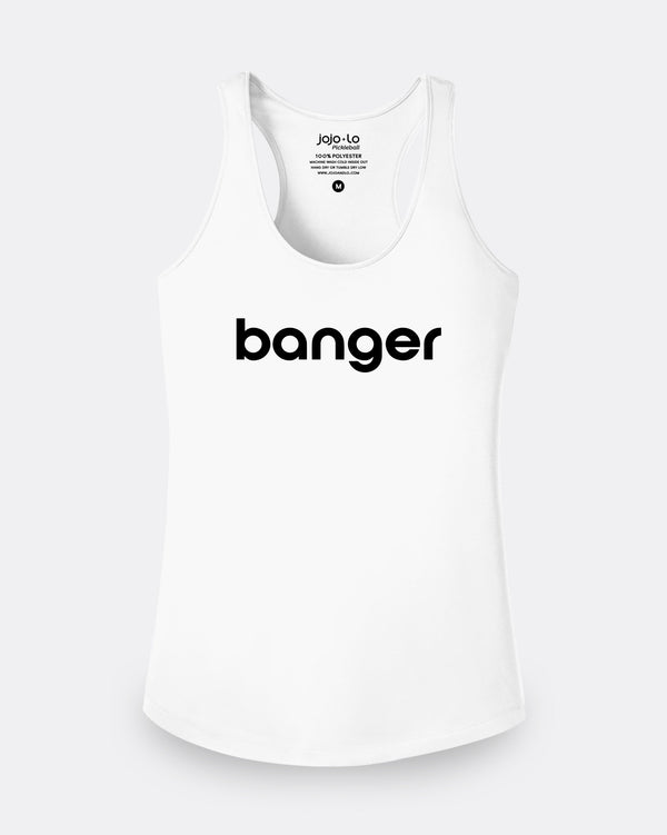 Banger Pickleball Tank Top Women's White Performance Fabric