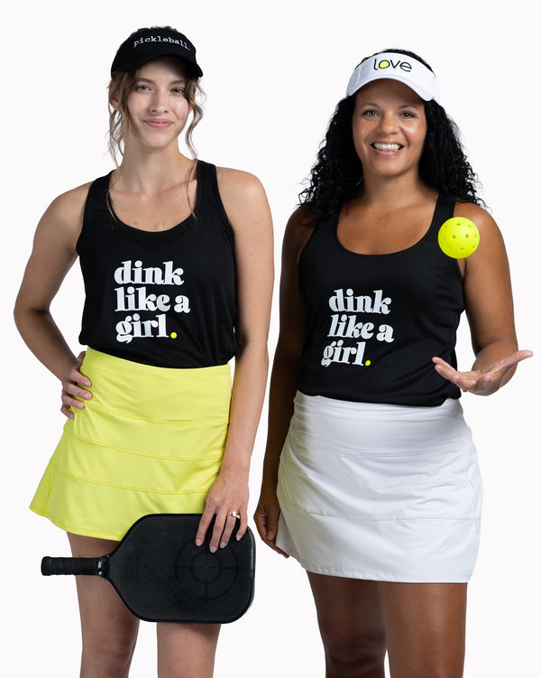 Dink Like A Girl Pickleball Tank Top Women's Black Performance Fabric