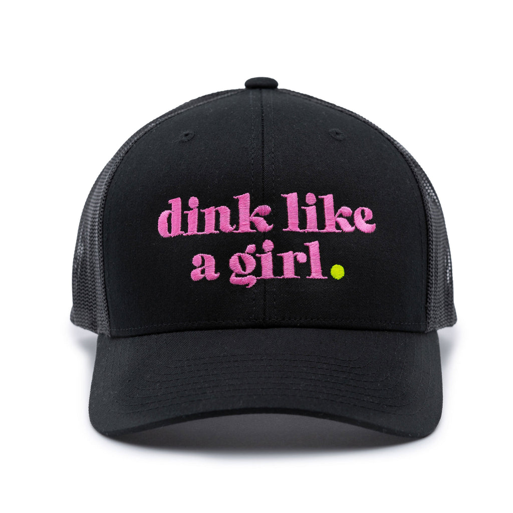 Dink Like A Girl Pickleball Trucker Hat Black