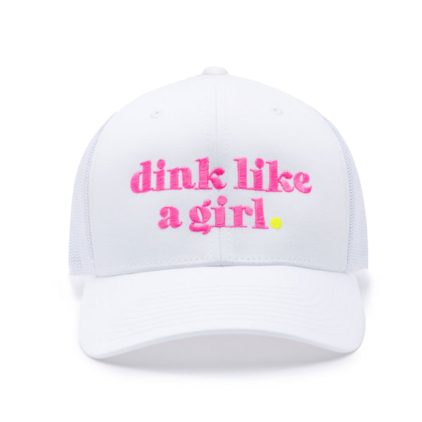 Dink Like A Girl Pickleball Trucker Hat White