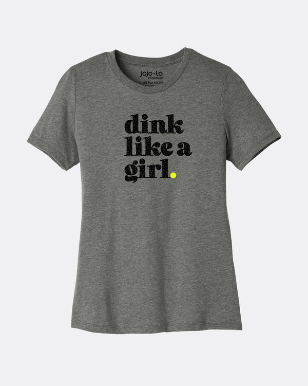 Dink Like A Girl Pickleball T-Shirt Womens Grey Triblend Fabric