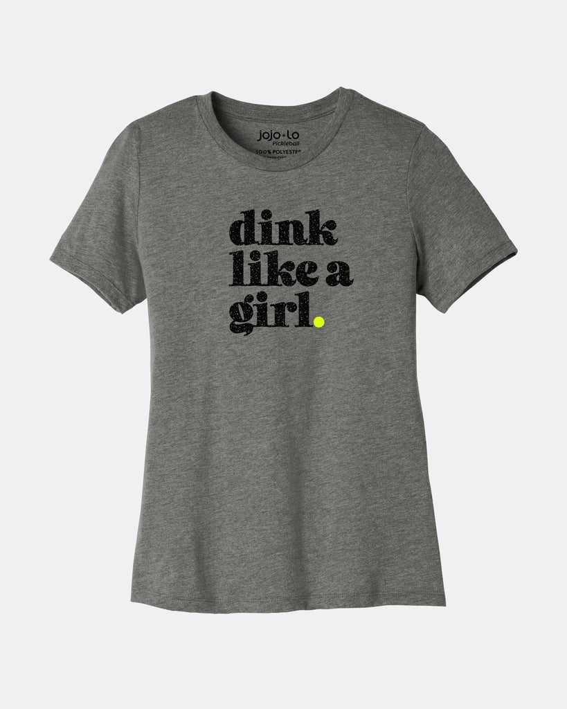 Dink Like A Girl Pickleball T-Shirt Womens Grey Triblend Fabric