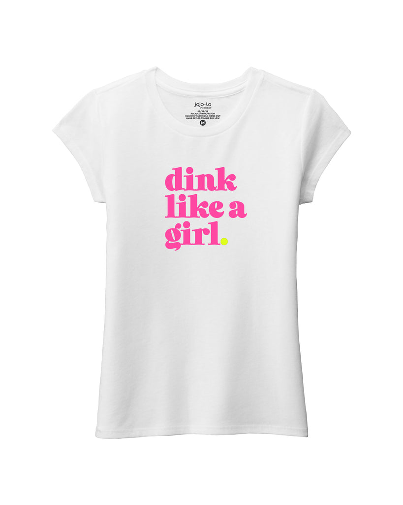 Dink Like A Girl Pickleball T-shirt Girls White