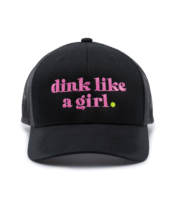 Dink Like A Girl Pickleball Trucker Hat Black