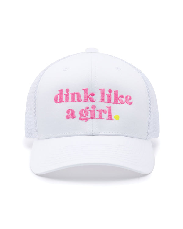 Dink Like A Girl Pickleball Trucker Hat White