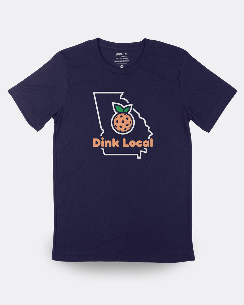 Dink Local Georgia Pickleball T-Shirt Navy Tri-Blend Fabric