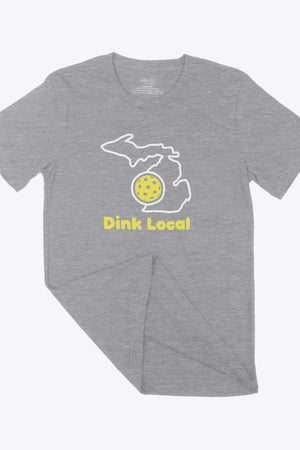Dink Local Michigan Pickleball T-Shirt Grey Tri-Blend Fabric