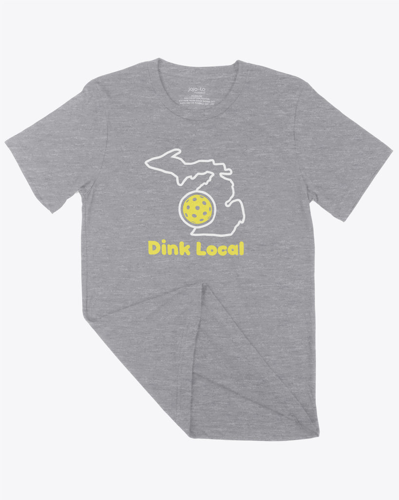 Dink Local Michigan Pickleball T-Shirt Grey Tri-Blend Fabric