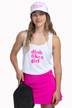 Dink Like A Girl Pickleball Trucker Hat White