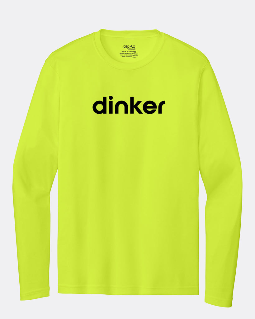 Dinker Pickleball Long Sleeve T-shirt Men's Neon Yellow Performance Fabric
