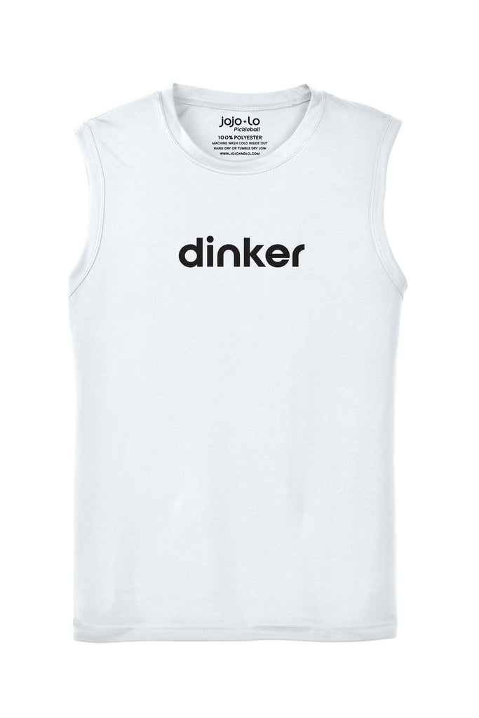Dinker Pickleball Sleeveless T-Shirt Men’s White Performance Fabric