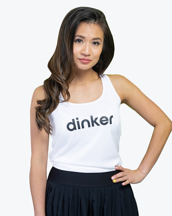 Dinker Pickleball Tank Top Women's White Performance Fabric