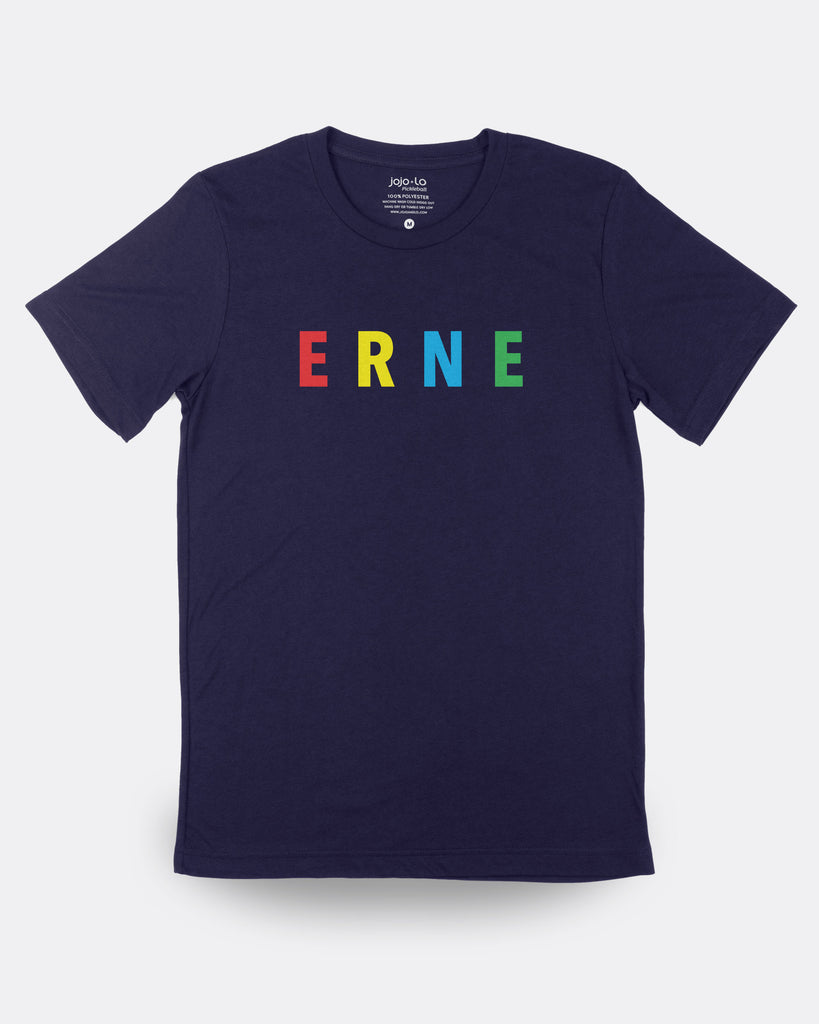 ERNE Pickleball T-Shirt Navy Tri-Blend Fabric