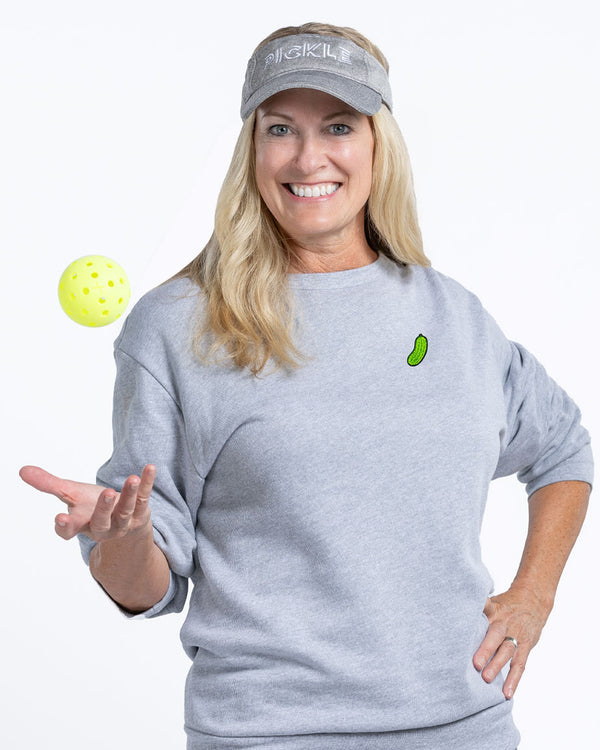 Gherkin Pickleball Sweatshirt Athletic Heather Poly Fleece Fabric