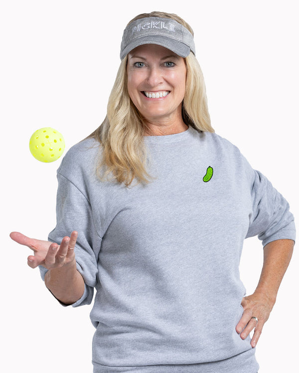 Gherkin Pickleball Crew Neck Sweatshirt Athletic Heather