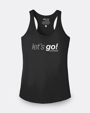 Let's Go Pickleball Tank Top Women's Black Performance Fabric