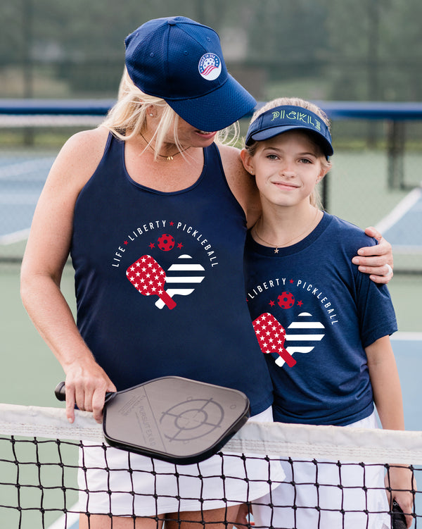 Life Liberty Pickleball Tank Top Women's Navy Performance Fabric