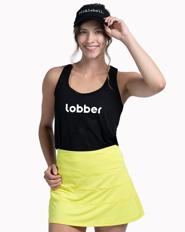 Lobber Pickleball Tank Top Women's Black Performance Fabric