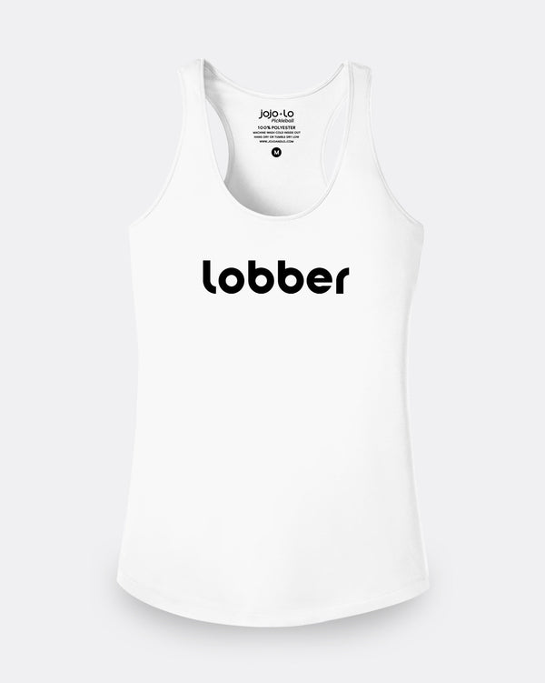 Lobber Pickleball Tank Top Women's White Performance Fabric