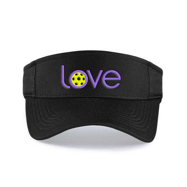 Love Pickleball Visor Black Performance Fabric