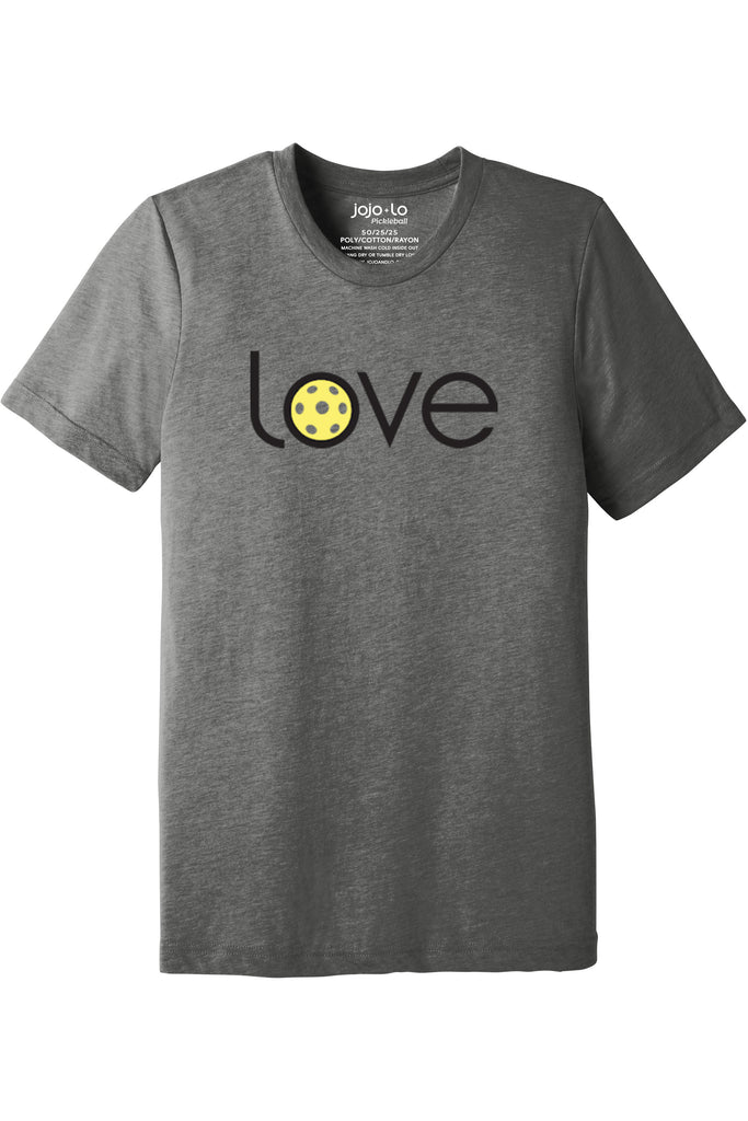 Love Pickleball T-Shirt Grey Tri-Blend Fabric