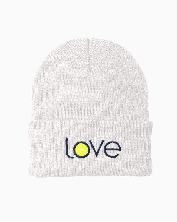 Love Pickleball Beanie White